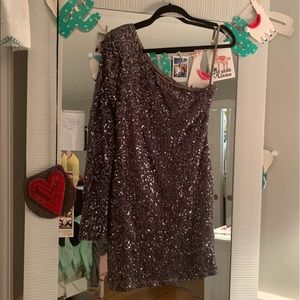 One shoulder glitter dress